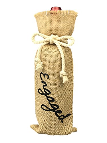 Product Cover OYAMIHUI Engagement Party Decorations, Burlap Wine Bag Engagement, Burlap Wine Bottle Gift Bag with Painting (Engaged)