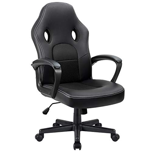 Product Cover Furmax Office Chair Desk Leather Gaming Chair, High Back Ergonomic Adjustable Racing Chair,Task Swivel Executive Computer Chair Headrest and Lumbar Support (Black)