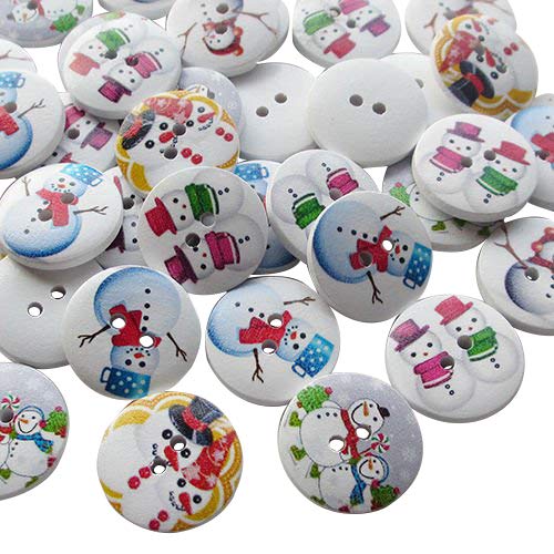 Product Cover Chenkou Craft Santa Christmas Snowman Wood Buttons Sewing Mix Lots (3/4