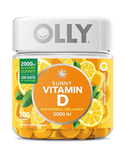 Product Cover OLLY Sunny Vitamin D Gummy, 100 Day Supply (100 Gummies), Luminous Lemon, 2000 IU Vitamin D3, Chewable Supplement