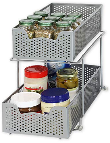 Product Cover SimpleHouseware 2 Tier Sliding Cabinet Basket Organizer Drawer, Silver