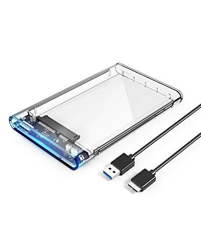 Product Cover ORICO 2.5 USB 3 External Hard Drive Enclosure Casing for 2.5 inch 7mm/9.5mm SATA HDD SSD Support UASP SATA III Max 2TB Tool-Free Design - Clear