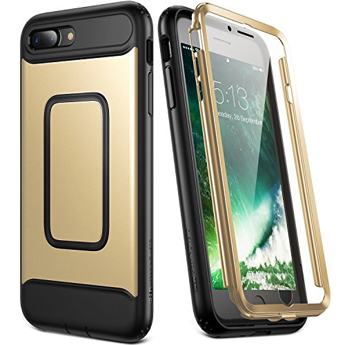 Product Cover YOUMAKER Case for iPhone 8 Plus & iPhone 7 Plus, Full Body with Built-in Screen Protector Heavy Duty Protection Shockproof Slim Fit Cover for Apple iPhone 8 Plus (2017) 5.5 Inch - Gold/Black