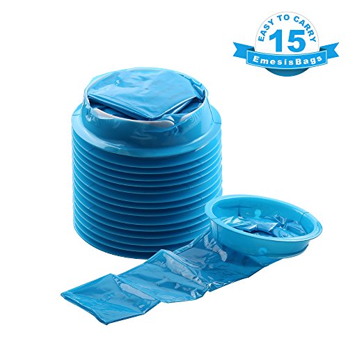 Product Cover Barf Bags, YGDZ 15 Pack Vomit Bags, Blue Emesis Bags, Aircraft & Car Sickness Bag, Disposal Puke Nausea Bags, 1000ml