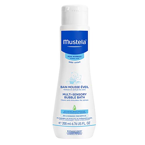 Product Cover Mustela Multi-Sensory Bubble Bath, Baby Bubble Bath with Natural Avocado Perseose, Tear-Free, 6.7 Fl. Oz, New Packaging