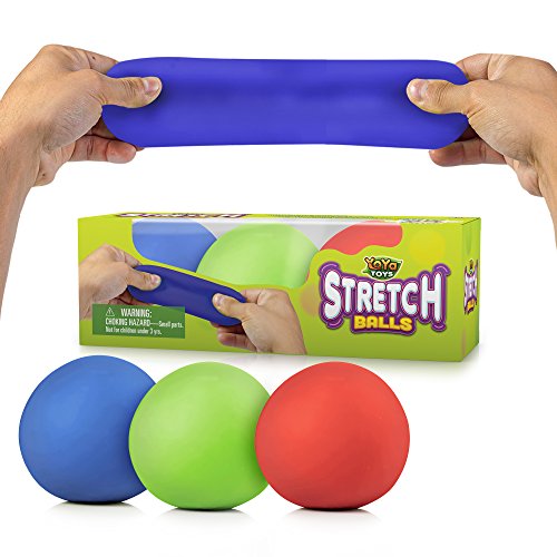Product Cover YoYa Toys Pull, Stretch and Squeeze Stress Balls 3 Pack - Elastic Construction Sensory Balls - Ideal for Stress and Anxiety Relief, Special Needs, Autism, Disorders and More