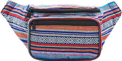 Product Cover Festival Fanny Pack - Boho Packs for women, men | Cute Waist Bag Fashion Belt Bags (blue horz)