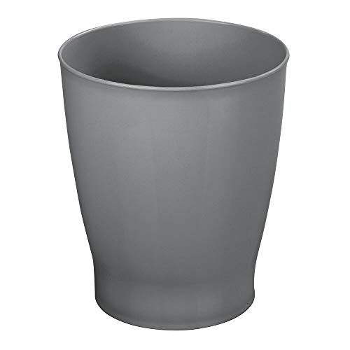 Product Cover mDesign Slim Round Plastic Small Trash Can Wastebasket, Garbage Container Bin for Bathrooms, Powder Rooms, Kitchens, Home Offices, Kids Rooms - Charcoal Gray