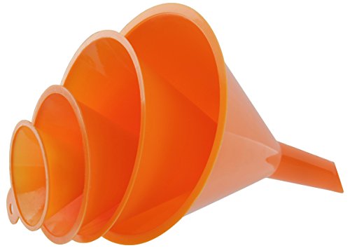 Product Cover RAM-PRO 4-Piece All Purpose Wide-Mouth Bright Orange Plastic Funnel Set for Quick and Clean Transferring Liquids, Dry Goods, Between Pitchers, Bottles, Cans and Containers