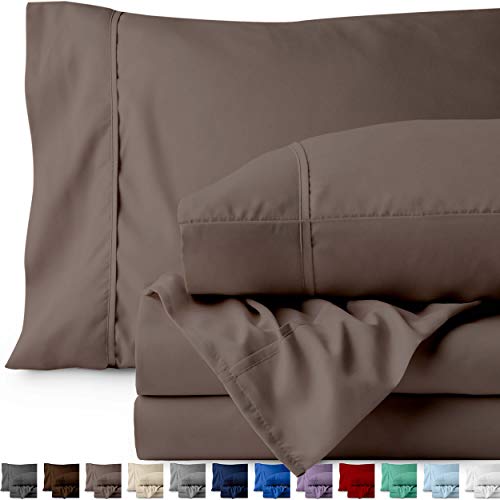Product Cover Bare Home Full XL Sheet Set - Kids Size - Premium 1800 Ultra-Soft Microfiber Sheets Full Extra Long - Double Brushed - Hypoallergenic - Wrinkle Resistant (Full XL, Taupe)