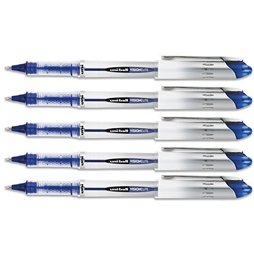 Product Cover Uniball Vision Elite Roller Ball Pen, Blue Ink, Bold 5 Pens Per Order