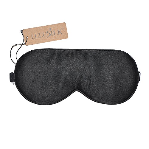 Product Cover LULUSILK Mulberry Silk Sleep Eye Mask & Blindfold with Adjustable Strap, Soft Eye Cover for Women Men Night Sleeping, Travel, Nap(Black)