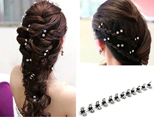 Product Cover Teanfa 12 pcs of Elegant Mini Hairpin Rhinestone Flower Hairpin Jaw Clips for Wedding Party Prom