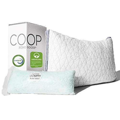 Product Cover Coop Home Goods - Eden Adjustable Pillow - Hypoallergenic Shredded Memory Foam with Cooling Gel - Lulltra Washable Cover from Bamboo Derived Rayon - CertiPUR-US/GREENGUARD Gold Certified - Queen