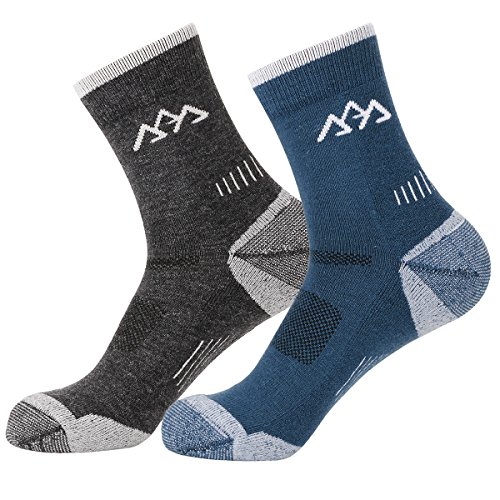 Product Cover innotree Merino Wool Men's Hiking Socks, 2 Pairs Wicking Cushion Crew Socks, Mid-thickness Trekking Athletic Running Socks for Outdoor Sports, Camping, Skiing