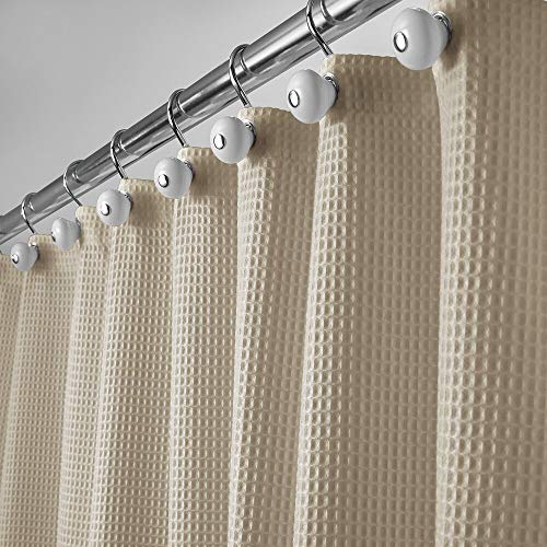 Product Cover mDesign Long, Polyester/Cotton Blend Fabric Shower Curtain with Waffle Weave and Rust-Resistant Metal Grommets for Bathroom Showers and Bathtubs, 72
