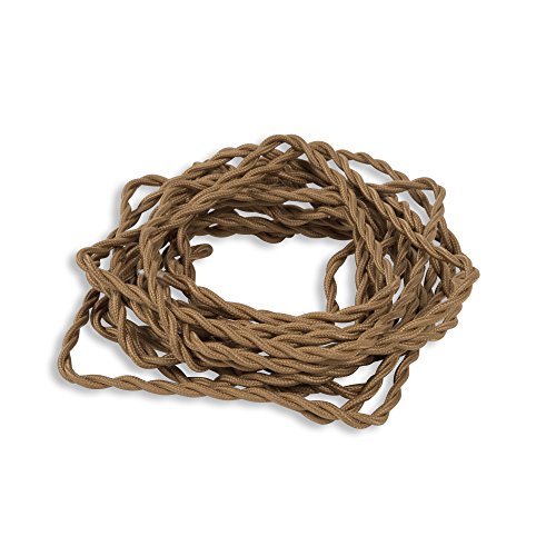 Product Cover Rustic State Twisted 25 Feet 18/2 Cloth Fabric Electrical Cord for Vintage and Antique Lamps, Rayon 18 Gauge, Great For Industrial Vintage DIY Projects (Brown)