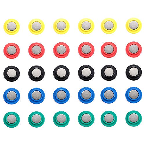Product Cover 30Pcs Heavy Duty Refrigerator Magnets with Assorted Colors, 20mm-Diameter, Perfect Fridge Magnets, Photo Magnets, Map Magnets, Whiteboard Magnets