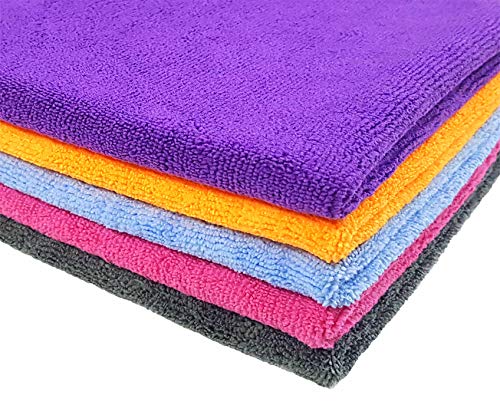 Product Cover SOFTSPUN Microfiber Cloth - 5 pcs - 40x40 cms - 340 GSM Multi-Color - Thick Lint & Streak-Free Multipurpose Cloths - Automotive Microfibre Towels for Car Bike Cleaning Polishing Washing & Detailing