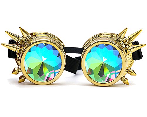 Product Cover 3-5 Days Delivery Kaleidoscope Rave Rainbow Crystal Lenses Steampunk Goggles