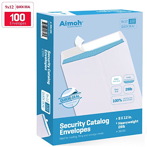 Product Cover 100 9 x 12 SELF Seal Security White Catalog Envelopes - 28lb - Security Tinted, Ultra Strong Quick-Seal, 9 x 12 inch (38100)
