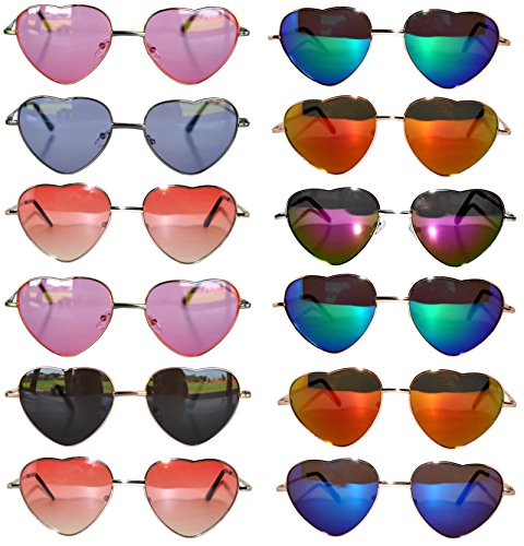 Product Cover Stylish Heart Shaped Metal Frame Aviator Colored Lens Sunglasses