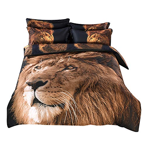 Product Cover Alicemall California King 3D Lion Bedding Set with Comforter Statement Cool 3D Lion 5-Piece Comforter Set, Twin/ Full/ Queen/ King/ California King (California King)