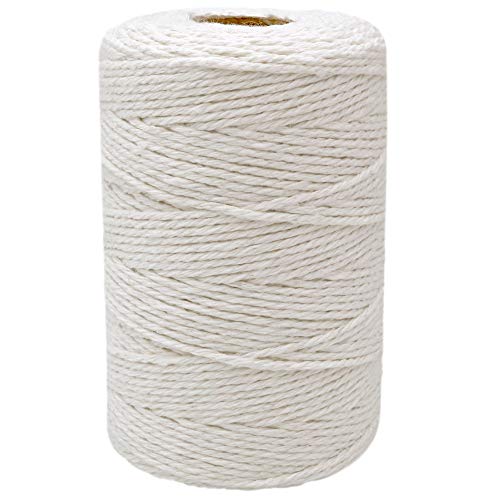 Product Cover 200M (218 Yard) 12-Ply Cotton Twine String,Cooking Kitchen Twine String Craft String Baker Twine for Tying Homemade Meat,Making Sausage,DIY Craft and Gardening Applications (Natural White)