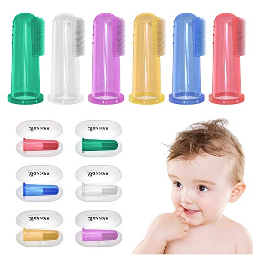 Product Cover Baby Toothbrush with Case Set (6 PCS),Finger Toothbrush for Babies