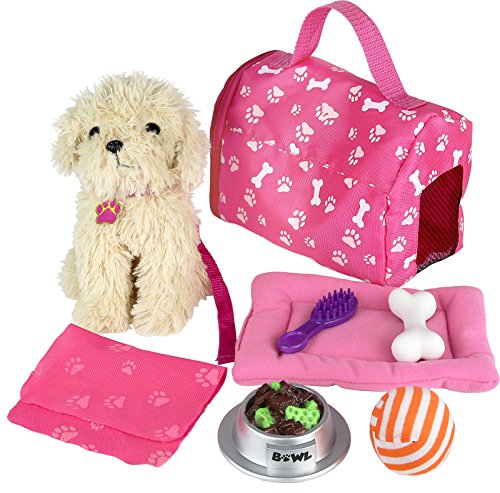 Product Cover Click n' Play 9 piece Doll Puppy Set and Accessories. Perfect For 18 inch American Girl Dolls