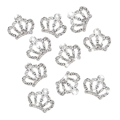 Product Cover ROSENICE 10pcs Crystal Crown Rhinestone Embellishments for Craft Decoration (Silver)