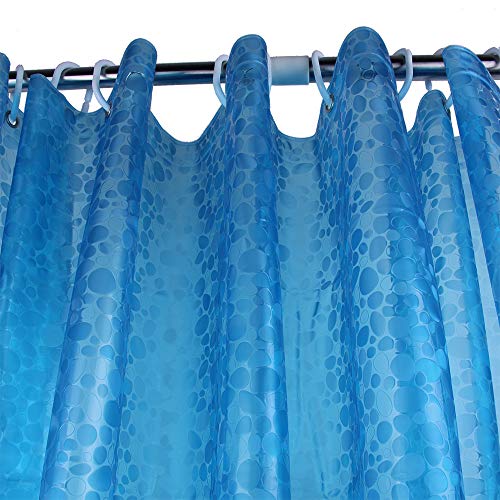 Product Cover Adwaita 10 Guage Cobblestone 3D EVA Shower Curtain Liner with Hooks 72 x 72 inches (Blue)