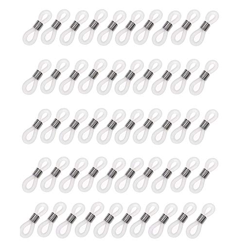 Product Cover IGOGO 100 PCS Rubber Connectors for Eye Glasses Holder Necklace Chain 21x6mm Nickel Tone Clear