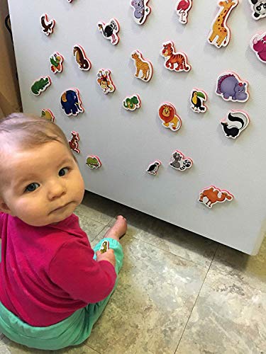 Product Cover Refrigerator Magnets for Kids ZOO Animals- Foam magnets for toddlers- Developmental toys- Fridge Magnetic set for children- Baby toys- Animals toys- Educational toys for 1 year olds- Toddler toys