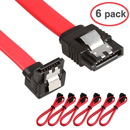 Product Cover Relper-Lineso 6 Pack 90 Degree Right-Angle SATA III Cable 6.0 Gbps With Locking Latch 18Inch (6x Sata Cable Red)