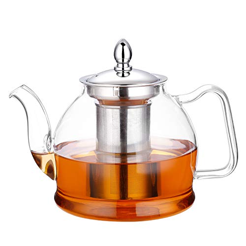 Product Cover Hiware 1000ml Glass Teapot with Removable Infuser, Stovetop Safe Tea Kettle, Blooming and Loose Leaf Tea Maker Set