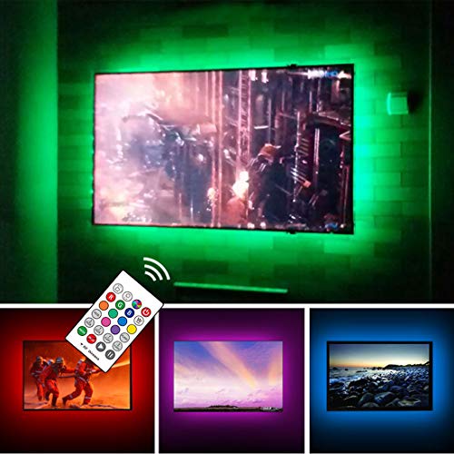 Product Cover TV LED Backlights USB LED Strip Lighting for 60 65 inches Behind TV Monitor Sony LG Samsung HDTV Game Room Home Movie Theater Decor Lights, Color Changing RF Remote Cover 4 Sides