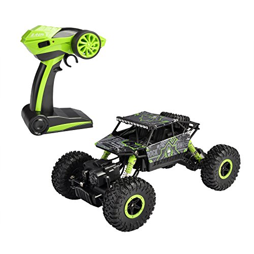Product Cover hapinic RC Car 4WD 2.4Ghz 1/18 Crawlers Off Road Vehicle Toy Remote Control Car Green Color with Two Battery