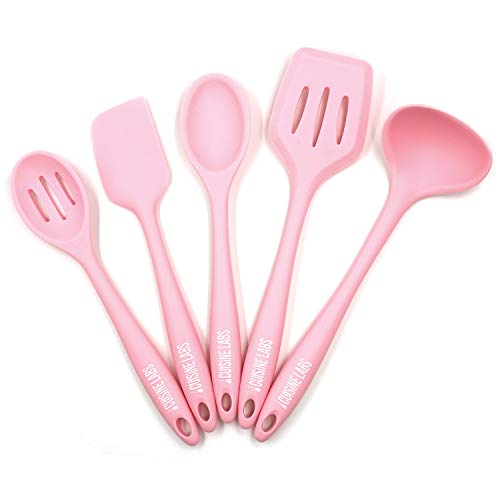 Product Cover 5-Piece Silicone Kitchen Utensils Set by Cuisine Labs - 1 Ladle, 1 Turner, 1 Spatula, 1 Slotted Spoon, 1 Spoon - Heat Resistant, BPA Free, FDA Approved materials.