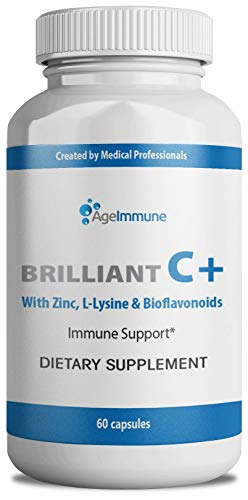 Product Cover Age Immune Vitamin C 1000mg (as Ascorbic Acid) Complex with L-Lysine, Bioflavonoids, Zinc - Doctor Formulated Immune System Boost and Anti-Viral Support, Supplements. 60 Capsules