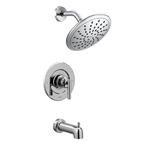 Product Cover Moen T3003EP Gibson Posi-Temp Pressure Balancing Modern Tub and Shower Trim with 8-Inch Rainshower, Valve Required, Chrome