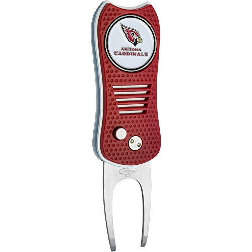 Product Cover Team Golf NFL Arizona Cardinals Switchblade Divot Tool with Double-Sided Magnetic Ball Marker, Features Patented Single Prong Design, Causes Less Damage to Greens, Switchblade Mechanism