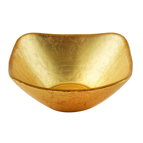 Product Cover Elegance Atlas Square Gold Glass Bowl, 9.5-Inch