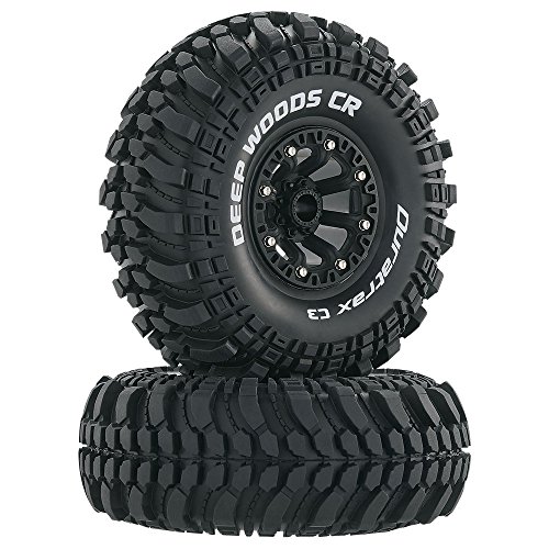Product Cover Duratrax Deep Woods 2.2 inch RC Rock Crawler Tires with Foam Inserts, C3 Super Soft Compound, High Traction, Mounted on Black wheels, (Set of 2)