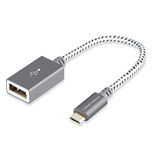 Product Cover CableCreation Micro USB 2.0 OTG Cable Braided On The Go Adapter Micro USB Male to USB Female Compatible with Samsung S7, Flash Drive, Mouse, Keyboard, Game Controller, Aluminum Space Gray