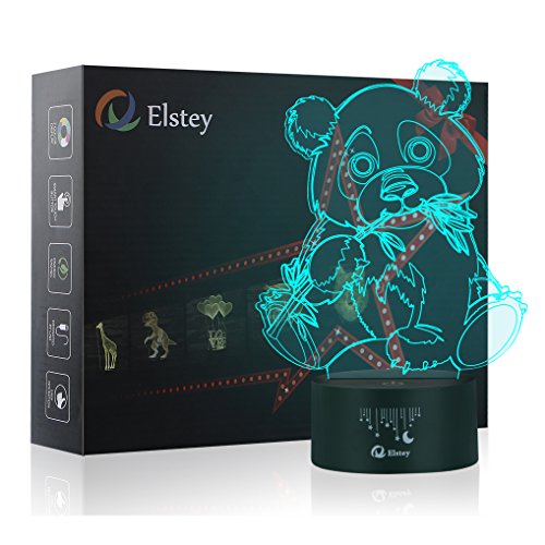 Product Cover Giant Panda Bear 3D Illusion Lamps, Elstey 7 Color Changing Touch Table Desk LED Night Light Great Gifts for Kids