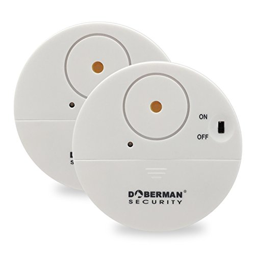 Product Cover Doberman Security SE-0106W-2PK Ultra-Slim Design Security Alarm, White, 2 Alarms