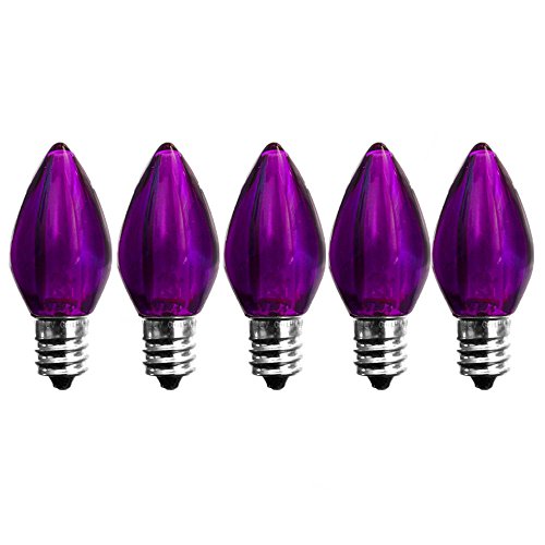 Product Cover EZLS C7 Purple LED Bulbs - 5 Pack Smooth Lens Purple Transparent C7 Replacement Bulbs