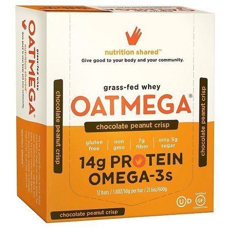 Product Cover Oatmega Chocolate Peanut Butter Omega-3 Protein Bars 12 Count, 21.6oz