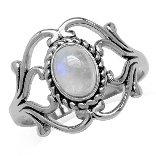 Product Cover Silvershake Natural Moonstone 925 Sterling Silver Victorian Style Rope Ring